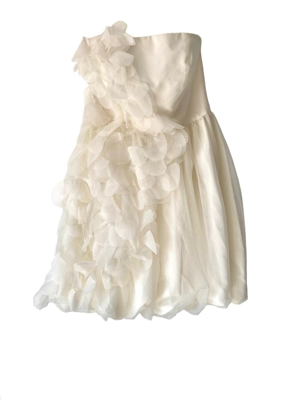 White By Vera Wang Strapless Cream Tulle Mesh Petal Dress size 8 Formal Party